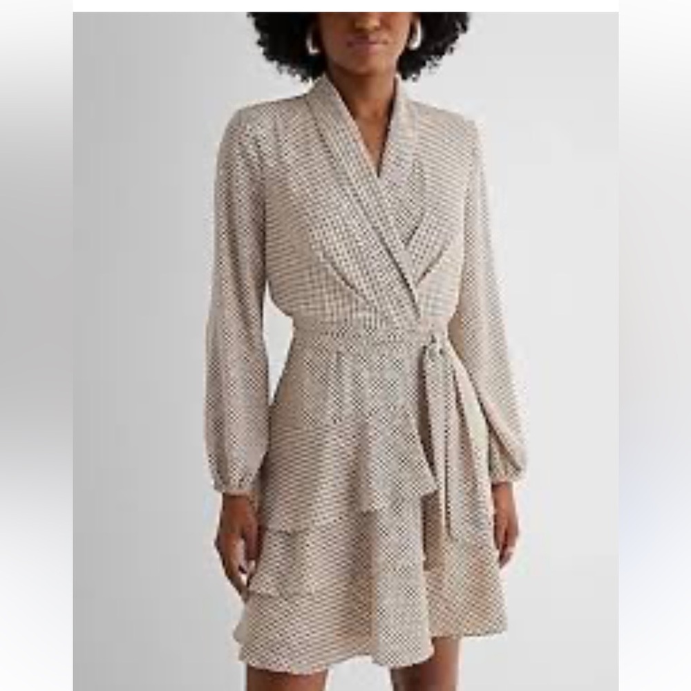 Express Cream Dress with Brown Polka Dots